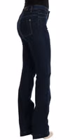 Blue Cotton Bootcut Flared Jeans 4