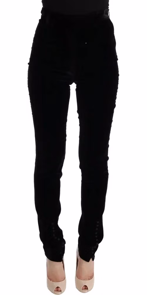 Black Velvet Slim Fit Pants