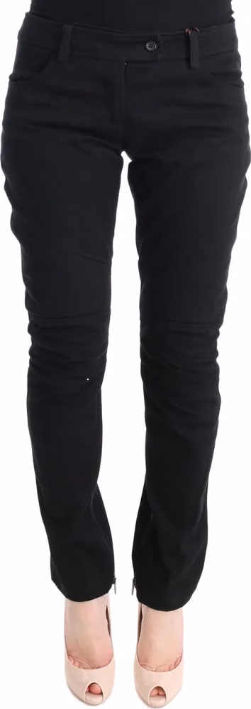 Black Cotton Slim Fit Casual Pants