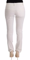 White Cotton Slim Fit Casual Pants 3