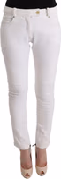 White Cotton Slim Fit Casual Pants 1