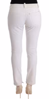 White Cotton Slim Fit Casual Pants 3