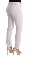 White Cotton Slim Fit Casual Pants 4