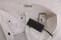 White Cotton Slim Fit Casual Pants 5