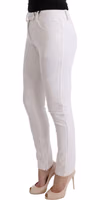 White Cotton Slim Fit Casual Pants 2