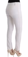 White Cotton Slim Fit Casual Pants 4