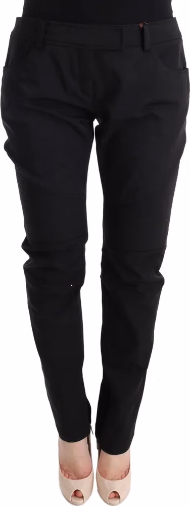 Black Cotton Slim Fit Casual Pants