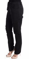 Black Cotton Slim Fit Casual Pants 2