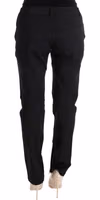 Black Cotton Slim Fit Casual Pants 3