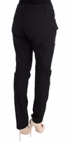 Black Cotton Slim Fit Casual Pants 4