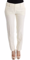 White Cotton Regular Fit Casual Pants 1