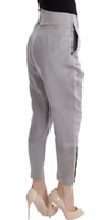 Gray Silk Cropped Casual Pants 4