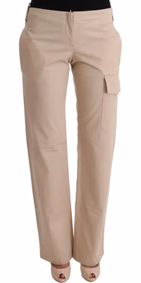 Beige Cotton Wool Regular Fit Pants