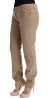 Beige Cotton Velvet Regular Fit Pants 2