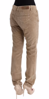 Beige Cotton Velvet Regular Fit Pants 4