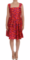 Pink Patterned A-line Above Knees Dress 1