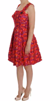 Pink Patterned A-line Above Knees Dress 2