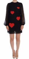 Black Lace Red Heart Shift Dress 1