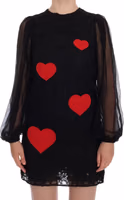 Black Lace Red Heart Shift Dress 5