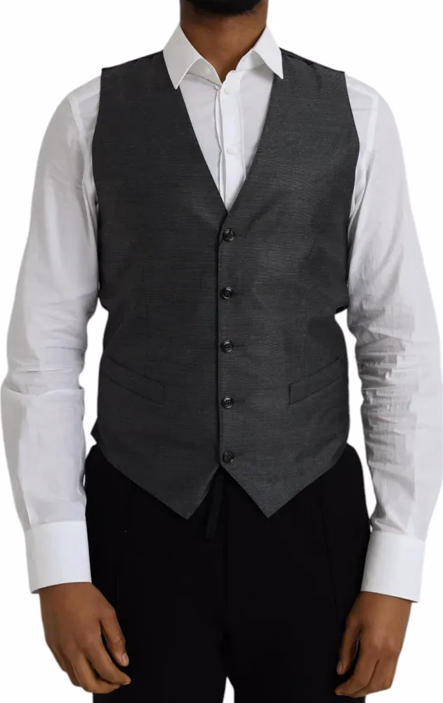 Gray Wool Formal Dress Waistcoat Vest