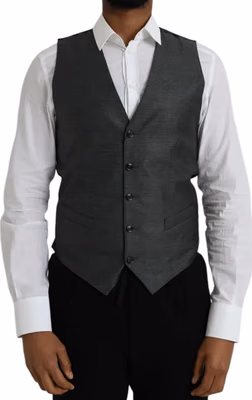 Gray Wool Formal Dress Waistcoat Vest