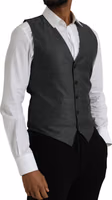 Gray Wool Formal Dress Waistcoat Vest 2