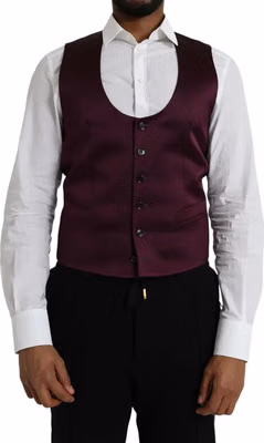 Maroon Satin Silk Waistcoat Dress Formal Vest