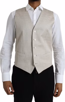 Off White Cotton Waistcoat Dress Formal Vest