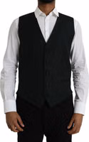 Black Wool Waistcoat Dress Formal Vest 1