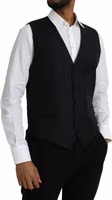 Black Wool Waistcoat Dress Formal Vest 2