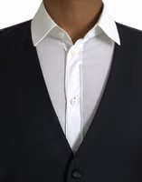 Black Wool Waistcoat Dress Formal Vest 4