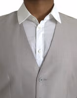 Light Gray Wool Formal Dress Waistcoat Vest 4
