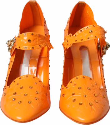 Orange CINDERELLA Floral Crystal Pumps Shoes