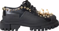 Black Leather Trekking Derby Embellished Shoes 5