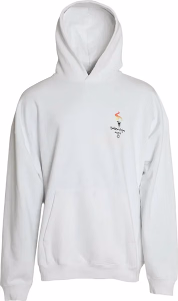 White Cotton Logo Hooded Pullover Sweatshirt Sweater