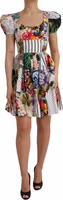 Multicolor Patchwork Cotton Aline Mini Dress 1