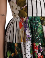 Multicolor Patchwork Cotton Aline Mini Dress 5