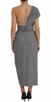 Gray Beige Layered One Shoulder Maxi Dress 3