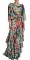 Blue Floral Print Tiered Long Maxi Dress 2