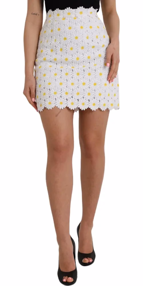 White Floral A-line Mini Skirt