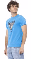 Light Blue Cotton Men T-Shirt 2