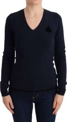 Blue V-neck Viscose Sweater