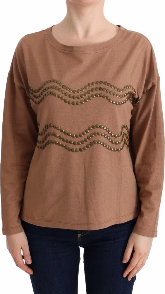 Brown Cotton Studded Sweater