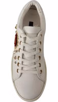White Leather Gold Red Heart Sneakers Shoes 1