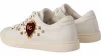 White Leather Gold Red Heart Sneakers Shoes 2