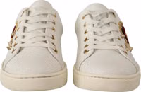 White Leather Gold Red Heart Sneakers Shoes 5