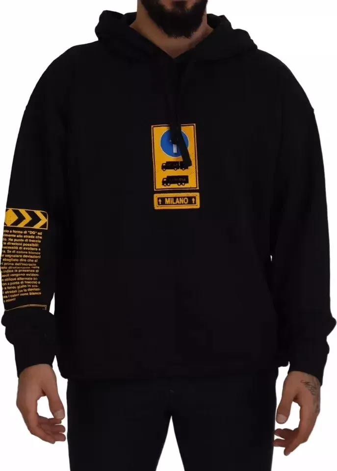 Black Cotton Logo Hooded Sweatshirt Sweater