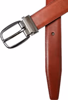 Brown Leather Silver Metal Buckle Belt Men 5