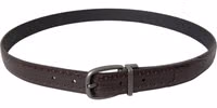 Dark Brown Perforated Leather Metal Buckle Belt Men 2