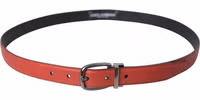 Red Leather Silver Metal Buckle Belt Men 2